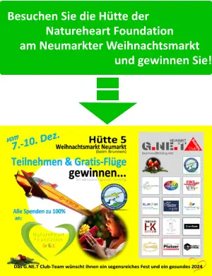 Besuchen Sie die Hütte der  Natureheart Foundation  am Neumarkter Weihnachtsmarkt  und gewinnen Sie!